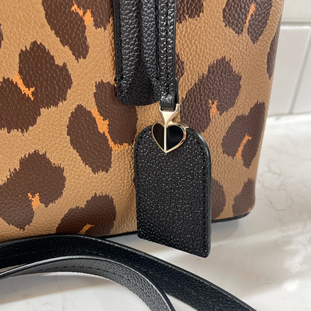 NEW! Kate Spade Margaux Leopard Print Satchel Handbag Crossbody Tote Bag Purse - Picture 3 of 12